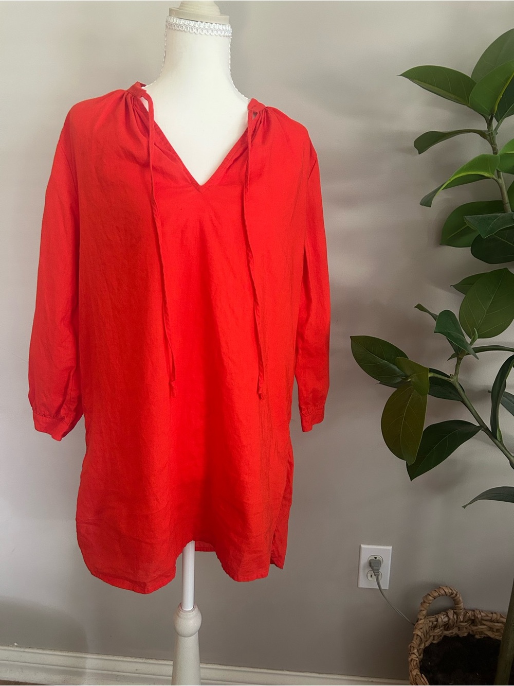 J. Crew Red Linen Tunic